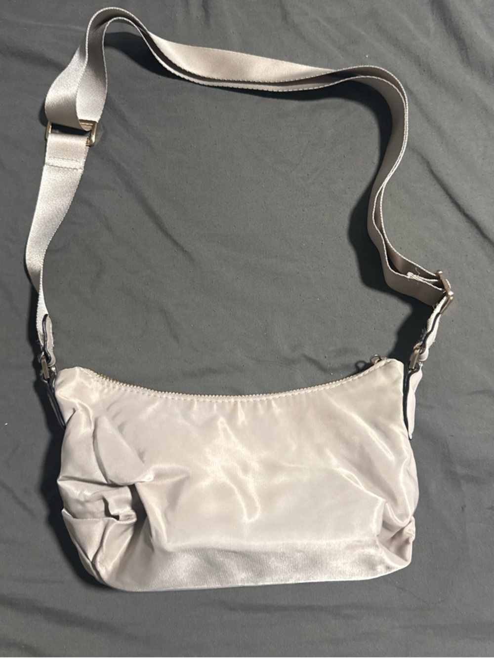 Light Beige Satin Crossbody Bag - Women